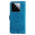 For Xiaomi 14 Embossed Sunflower Leather Phone Case(Blue)