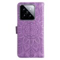 For Xiaomi 14 Embossed Sunflower Leather Phone Case(Purple)