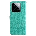For Xiaomi 14 Embossed Sunflower Leather Phone Case(Green)