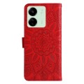 For Xiaomi Redmi 13C 4G Embossed Sunflower Leather Phone Case(Red)