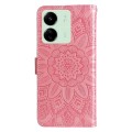 For Xiaomi Redmi 13C 4G Embossed Sunflower Leather Phone Case(Rose Gold)