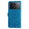 For Xiaomi Redmi K70 / K70 Pro Embossed Sunflower Leather Phone Case(Blue)