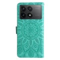 For Xiaomi Redmi K70 / K70 Pro Embossed Sunflower Leather Phone Case(Green)
