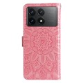 For Xiaomi Redmi K70 / K70 Pro Embossed Sunflower Leather Phone Case(Rose Gold)