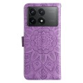 For Xiaomi Redmi K70E Embossed Sunflower Leather Phone Case(Purple)
