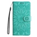 For Xiaomi Redmi K70E Embossed Sunflower Leather Phone Case(Green)