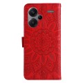 For Xiaomi Redmi Note13 Pro+ 5G Global Embossed Sunflower Leather Phone Case(Red)