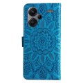 For Xiaomi Redmi Note13 Pro+ 5G Global Embossed Sunflower Leather Phone Case(Blue)