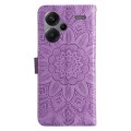 For Xiaomi Redmi Note13 Pro+ 5G Global Embossed Sunflower Leather Phone Case(Purple)
