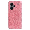 For Xiaomi Redmi Note13 Pro+ 5G Global Embossed Sunflower Leather Phone Case(Rose Gold)