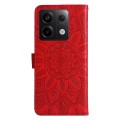 For Xiaomi Redmi Note13 Pro 5G Global Embossed Sunflower Leather Phone Case(Red)