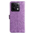 For Xiaomi Redmi Note13 Pro 5G Global Embossed Sunflower Leather Phone Case(Purple)