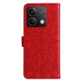 For Xiaomi Redmi Note13 5G Global Embossed Sunflower Leather Phone Case(Red)