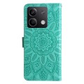 For Xiaomi Redmi Note13 5G Global Embossed Sunflower Leather Phone Case(Green)