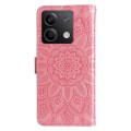 For Xiaomi Redmi Note13 5G Global Embossed Sunflower Leather Phone Case(Rose Gold)