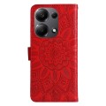 For Xiaomi Redmi Note13 Pro 4G Global/Poco M6 Pro 4G Embossed Sunflower Leather Phone Case(Red)