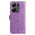For Xiaomi Redmi Note13 Pro 4G Global/Poco M6 Pro 4G Embossed Sunflower Leather Phone Case(Purple)