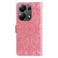 For Xiaomi Redmi Note13 Pro 4G Global/Poco M6 Pro 4G Embossed Sunflower Leather Phone Case(Rose Gold