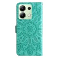 For Xiaomi Redmi Note13 4G Embossed Sunflower Leather Phone Case(Green)