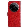 For Xiaomi 14 Ultra Embossed Sunflower Leather Phone Case(Red)