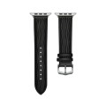 Embossed Line Genuine Leather Watch Band For Apple Watch Ultra 49mm(Black)