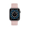 Embossed Line Genuine Leather Watch Band For Apple Watch Ultra 49mm(Pink)
