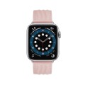 Embossed Line Genuine Leather Watch Band For Apple Watch SE 2022 40mm(Pink)