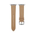 Embossed Line Genuine Leather Watch Band For Apple Watch SE 2022 40mm(Khaki)