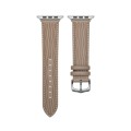 Embossed Line Genuine Leather Watch Band For Apple Watch SE 44mm(Milky Brown)