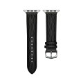 Embossed Line Genuine Leather Watch Band For Apple Watch 3 38mm(Black)