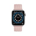 Embossed Line Genuine Leather Watch Band For Apple Watch SE 2023 40mm(Pink)