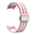 For Samsung Galaxy Watch5 Double-row Hole Folding Buckle Silicone Watch Band(Pink White)