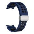 For Samsung Galaxy Watch5 Double-row Hole Folding Buckle Silicone Watch Band(Blue Black)