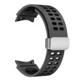 For Samsung Galaxy Watch5 Double-row Hole Folding Buckle Silicone Watch Band(Black)