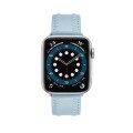 Embossed Love Genuine Leather Watch Band For Apple Watch Ultra 49mm(Blue)