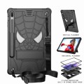 For Samsung Galaxy Tab S7 FE / S7+ / S8+ Spider Texture Silicone Hybrid PC Tablet Case with Shoulder