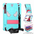 For Samsung Galaxy Tab S7 / S8 Spider Texture Silicone Hybrid PC Tablet Case with Shoulder Strap(Min