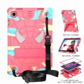 For Samsung Galaxy Tab A8 10.5 2021 Spider Texture Silicone Hybrid PC Tablet Case with Shoulder Stra