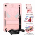 For Samsung Galaxy Tab S6 Lite P610 Spider Texture Silicone Hybrid PC Tablet Case with Shoulder Stra