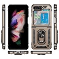 For Samsung Galaxy Z Flip5 Shockproof TPU + PC Phone Case with Holder(Gold)