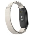 For Xiaomi Mi Band 8 Metal Plug Loop Nylon Watch Band(Black+Starlight)