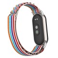 For Xiaomi Mi Band 8 Metal Plug Loop Nylon Watch Band(Silver+Colorful)