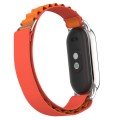 For Xiaomi Mi Band 8 Metal Plug Loop Nylon Watch Band(Silver+Orange)