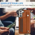 For Samsung Galaxy S23+ Shockproof Leather Phone Case with Wrist Strap(Brown)
