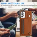 For Samsung Galaxy A73 5G Shockproof Leather Phone Case with Wrist Strap(Brown)
