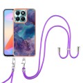 For Honor X6a Electroplating Marble Dual-side IMD Phone Case with Lanyard(Purple 016)
