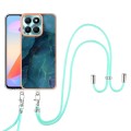 For Honor X6a Electroplating Marble Dual-side IMD Phone Case with Lanyard(Green 017)