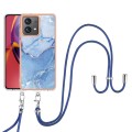 For Motorola Moto G84 Electroplating Marble Dual-side IMD Phone Case with Lanyard(Blue 018)