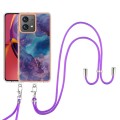 For Motorola Moto G84 Electroplating Marble Dual-side IMD Phone Case with Lanyard(Purple 016)