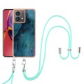 For Motorola Moto G84 Electroplating Marble Dual-side IMD Phone Case with Lanyard(Green 017)